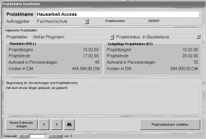 Screenshot der Access Datenbank
