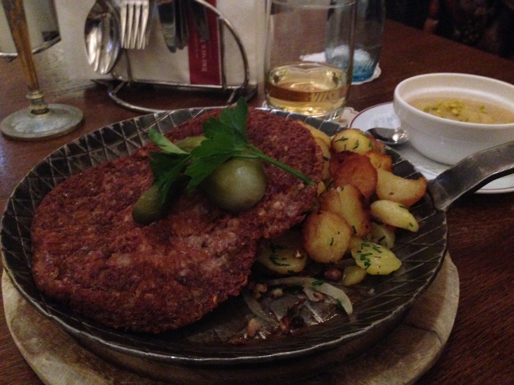 Enjoying typical local food in the old town of Bremen